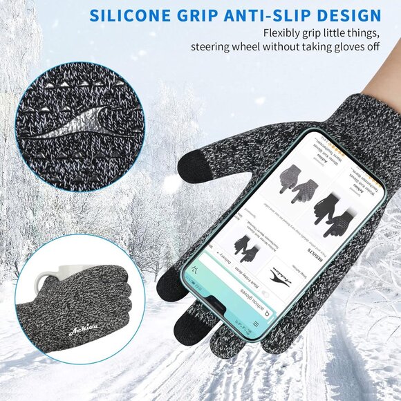 Winter Gloves, Glove for Men Women, Upgraded Touch Screen Texting Warm Running w - Picture 3 of 5